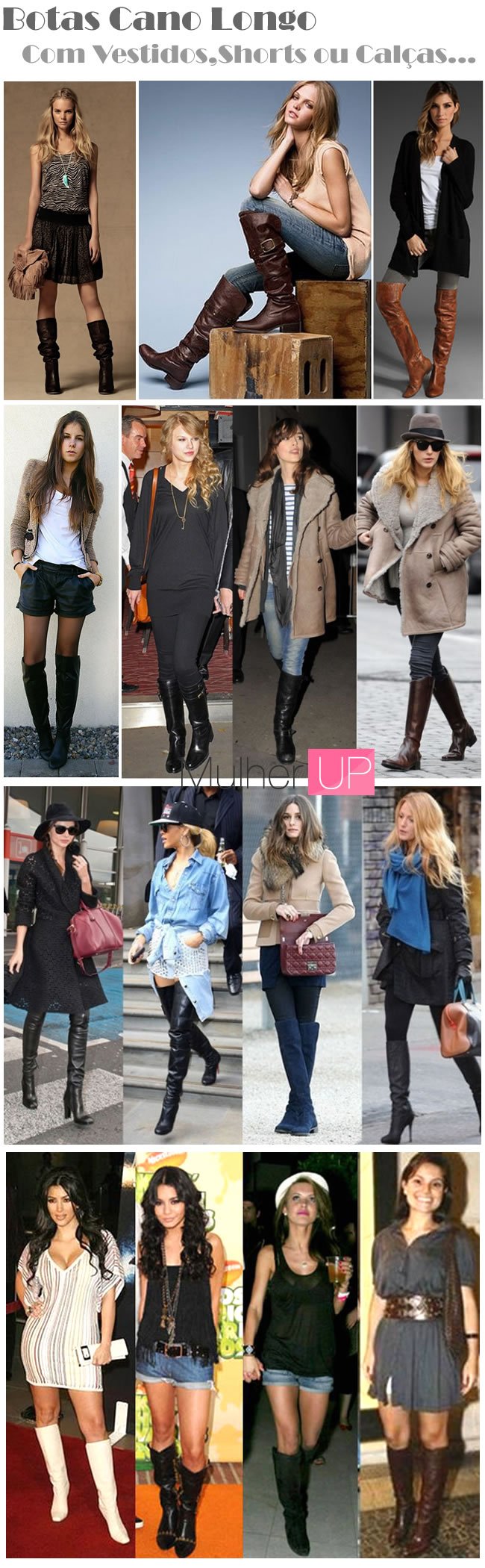 Botas femininas, dicas de como usar-cano-longo-com-calças,vestidos,shorts