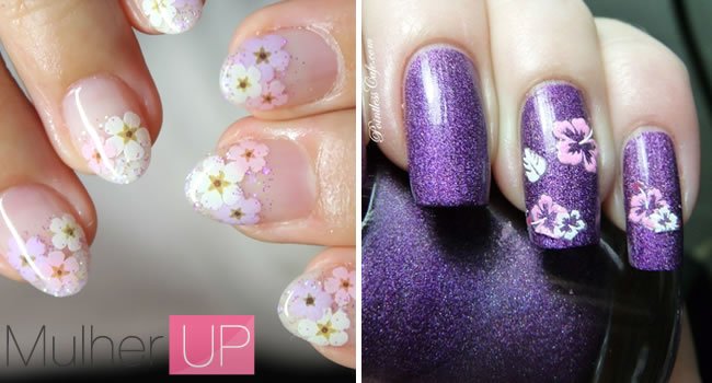 Unhas decoradas com flores